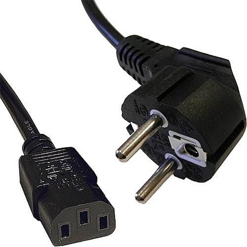 Right Angle Schuko to C13 Power Lead 2m Black