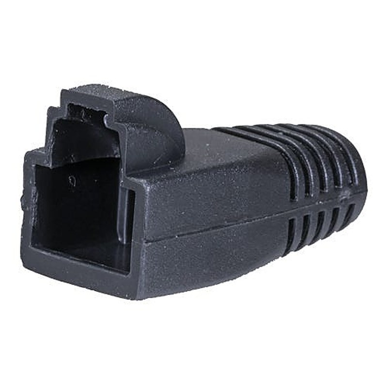 RJ45 Snagless Boots 8mm for Shielded Cat6A 100 Pack, x100, Black