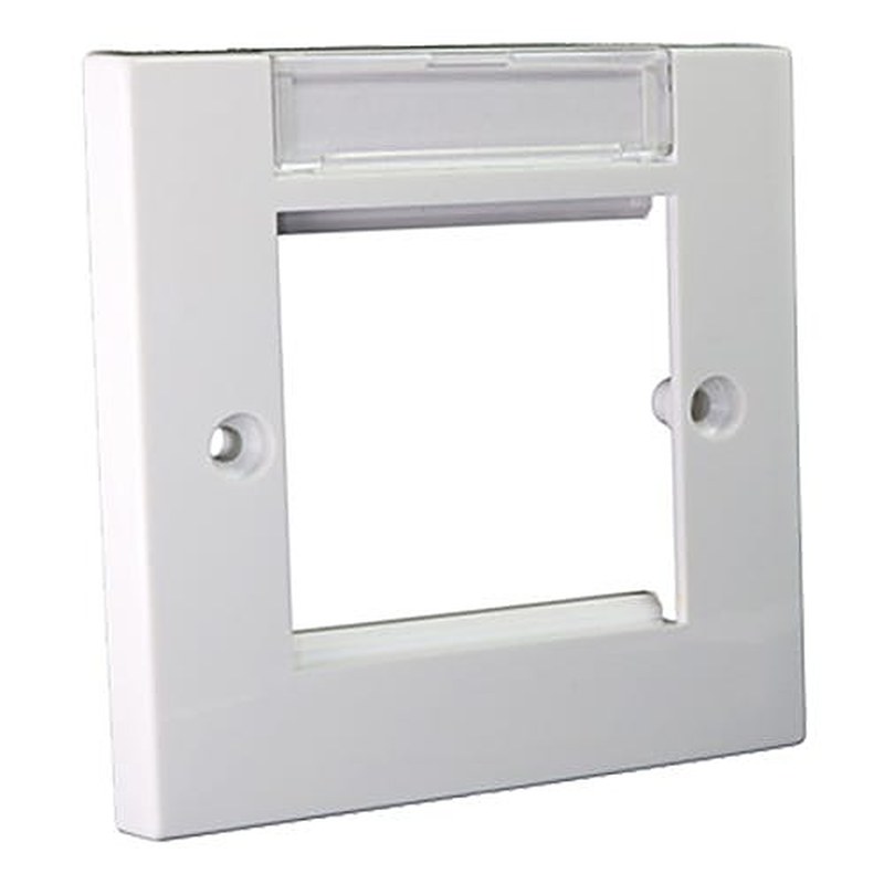 Single Gang Labelled Euro Faceplate White 10 Pack