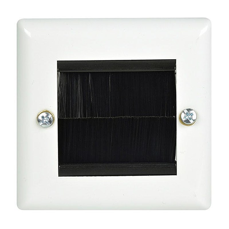 Single Gang Steel Brush Faceplate White