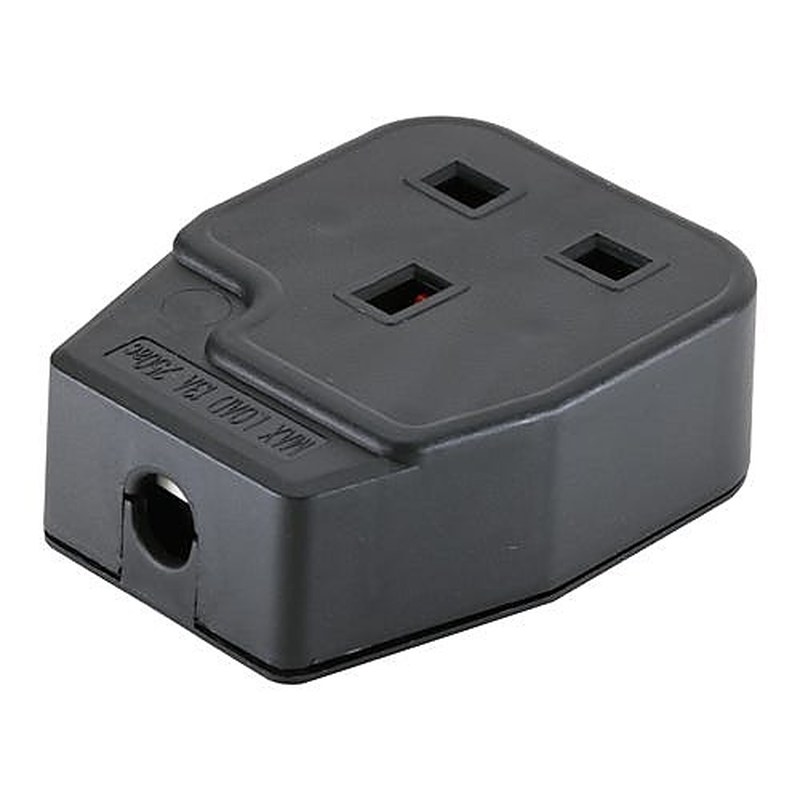 UK 13A Rewireable Trailing Socket Black