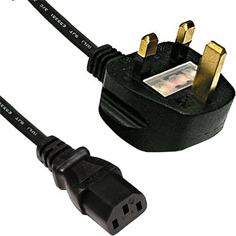 UK Plug to C13 Kettle Lead Black, 2m, Black