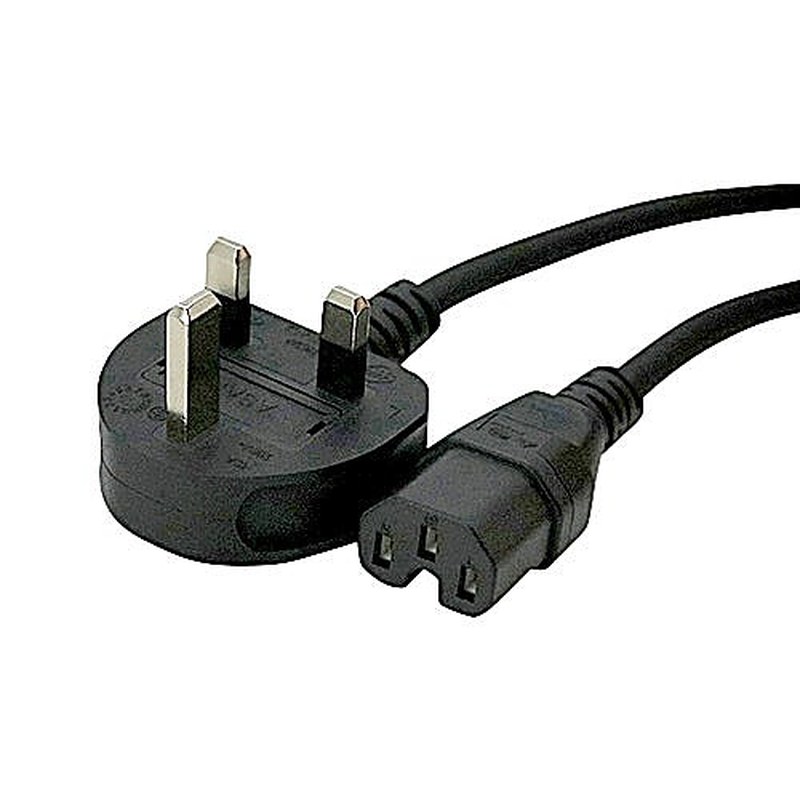 UK Plug to C15 Power Lead Rubber 2m Black
