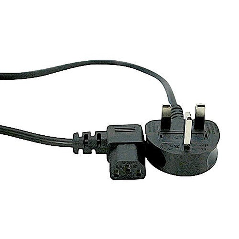 UK Plug to Right Angle C13 Power Lead 3m Black