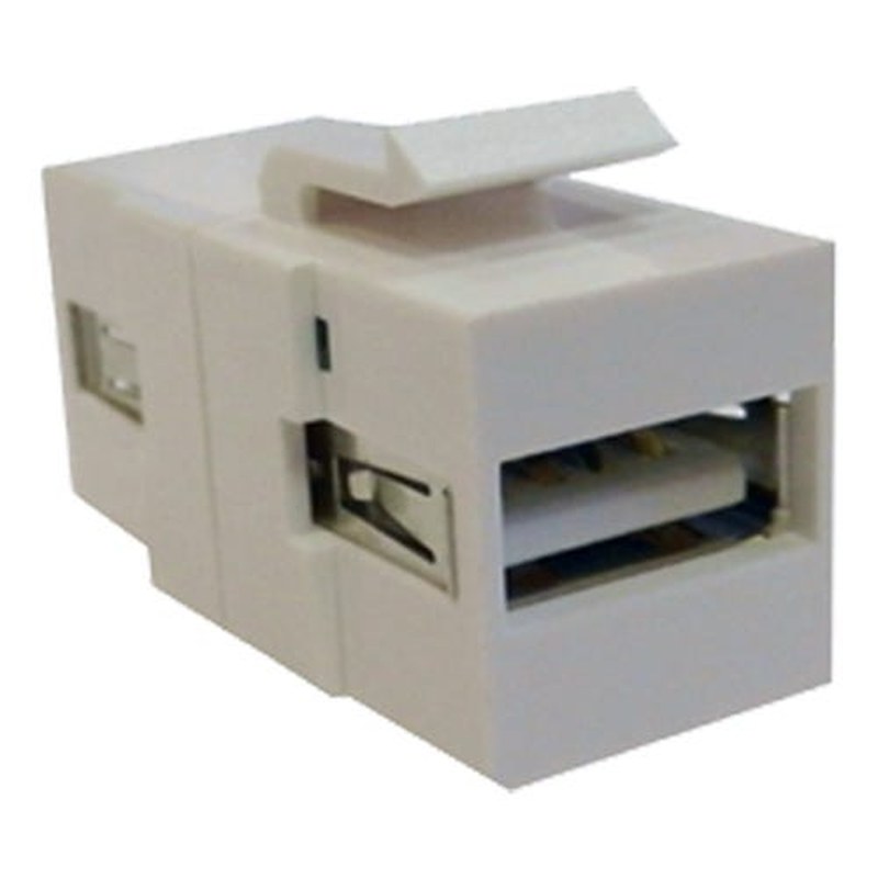 USB 2.0 A Female to Female Keystone Coupler White