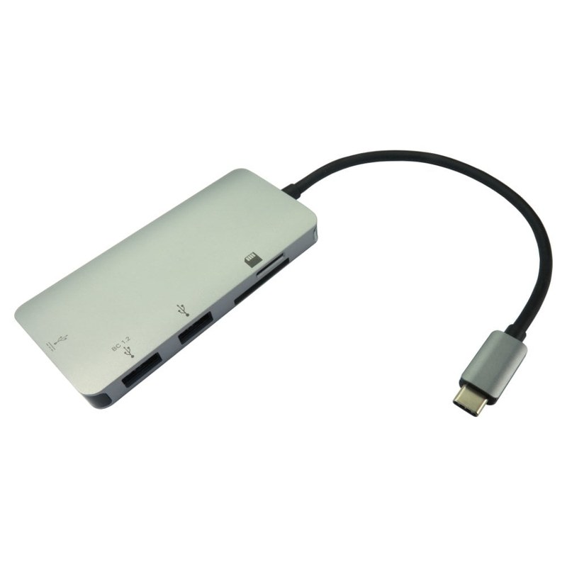 USB-C 2 Port USB 3.0 Hub with Card Reader and PD