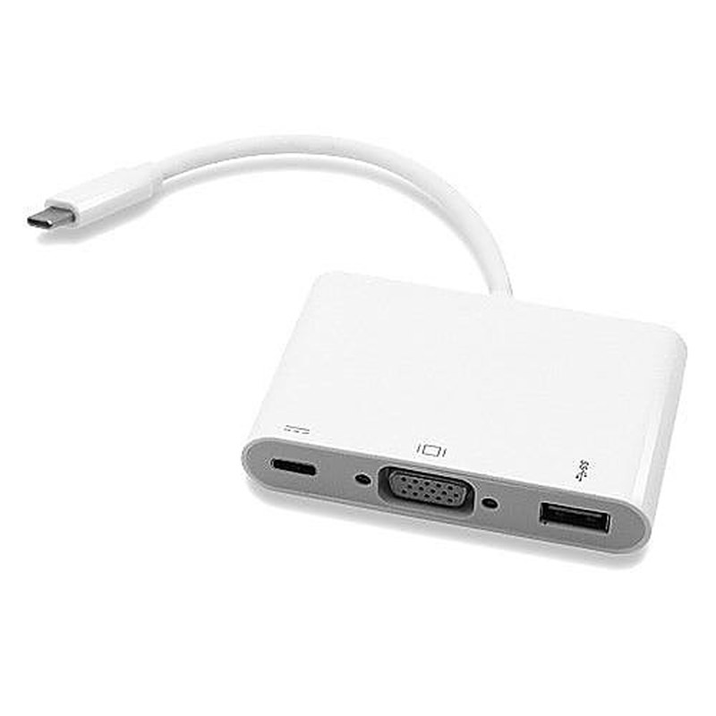 USB-C to VGA Adapter with USB-C and USB-A Ports