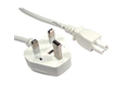 1.8m UK Plug to C5 Mains Lead - White