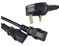 5m Y Power Splitter Cable UK Plug to 2x IEC Kettle Plugs Lead