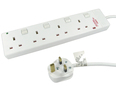 10m Individually Switched UK Power Extension - 4 Ports