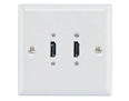 Dual Steel HDMI Wall Plate White Finish with Rear HDMI Connector