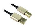 1.8m USB 2.0 Type A M to Type B M Braided Cable with Gold Hoods