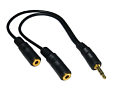 Headphone Splitter Cable 3.5mm Plug to 2 x Sockets Gold