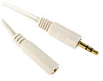 White 3.5mm Male Jack Plug to Female Socket Cable 2m