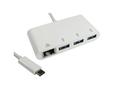 15cm Leaded USB TYPE C M TO 3x USB3.0 Hub With Gigabit RJ45